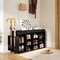 Black 10-Cubby Shoe Storage Bench with Cushion, Adjustable Shelves & Umbrella Holder